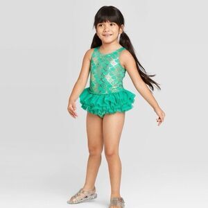 Cat & Jack Mermaid Scale Tutu Swimsuit Kids Girls Size 2T